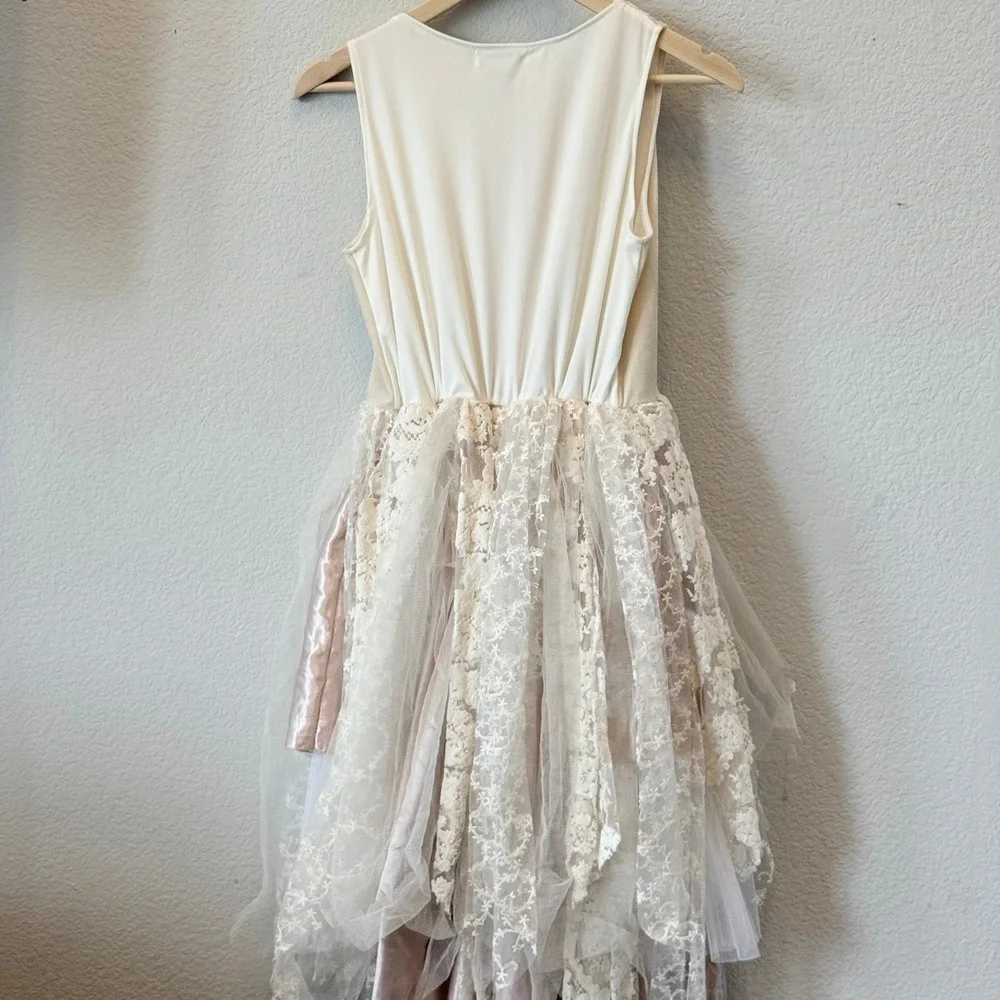 Chasing Fireflies Girls XXL 14 Lace Tulle High Low Dress Ivory Blush Boho